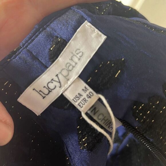 Lucy Paris Blue/Black Jacquard Vest Top NWT Size Medium - Picture 3 of 6